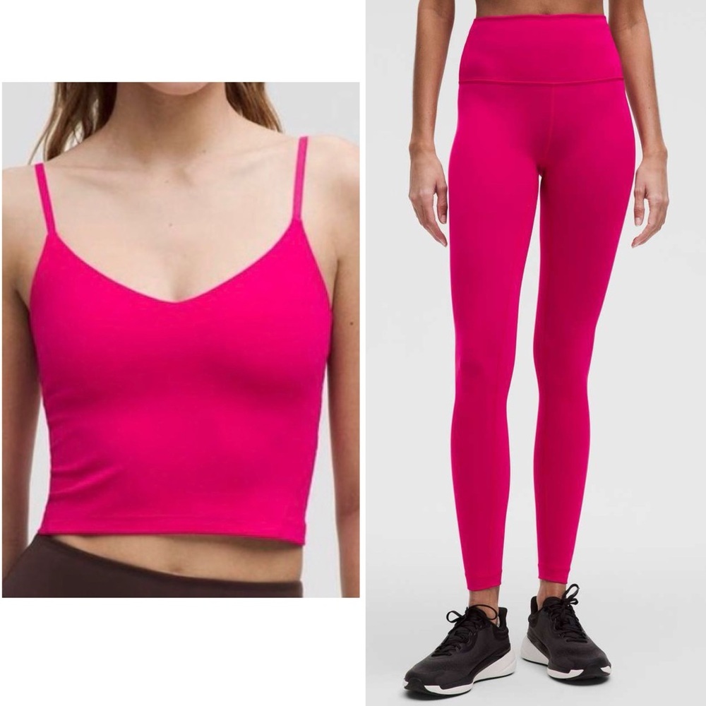 NWT Lululemon Align Cropped Cami Tank & Wunder Train HR Tight 28"-Passionate/2